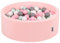 KiddyMoon Bällebad 90X30cm/300 Bälle ∅ 7Cm Bällepool Mit Bunten Bällen Für Babys Kinder Rund, Pink:Weiß/Grau/Minze/Puderrosa