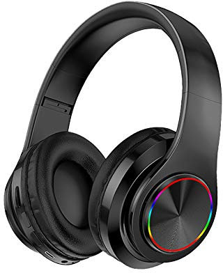 Auriculares Bluetooth 5.0 Estéreo Inalámbricos con Cancelación de Ruido Sobre el Oído (Negro, Talla Única)