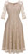 Dressystar Damen Elegant A-Linie Spitzenkleid Sommer Hochzeit Party Abendkleid Cocktailkleid Champagner XXL