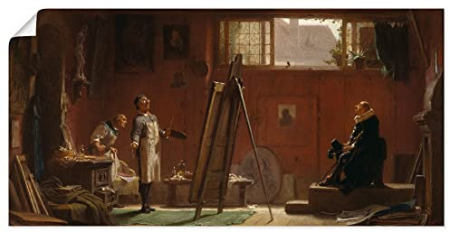 ARTland Poster Kunstdruck Wandposter Bild ohne Rahmen 40x20 cm Querformat Atelier Studio Staffelei Künstler Der Portraitmaler 1858 Biedermeier Carl Spitzweg T7LT