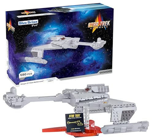BlueBrixx – Star Trek Klingonischer D7-Klasse-Schlachtkreuzer – aus: Raumschiff Enterprise, The Original Series – Midsize-Bausatz mit 580 Klemmbausteinen – 100% kompatibel – ORIGINAL-Lizenz, 104571