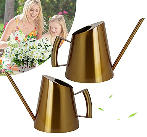 1500ml Edelstahl Gießkanne Metall Giesskanne Langer Auslauf Garten Blumengießkanne Halbkugelform Haushalt mit Komfort Griff für Indoor Outdoor Pflanzen, Gartenarbeiten Drinnen Draußen