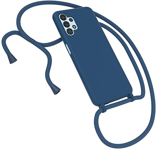 EAZY CASE Premium Silikon Handykette kompatibel mit Samsung Galaxy A13 (4G) Handyhülle mit Umhängeband Handykordel mit Schutzhülle Silikonhülle Hülle mit Band Kette Nacht Blau