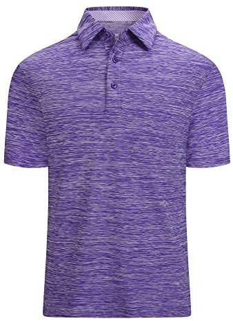 Alex Vando Camicia da golf da uomo traspirante a maniche corte a maniche corte casual da uomo, Viola, XL