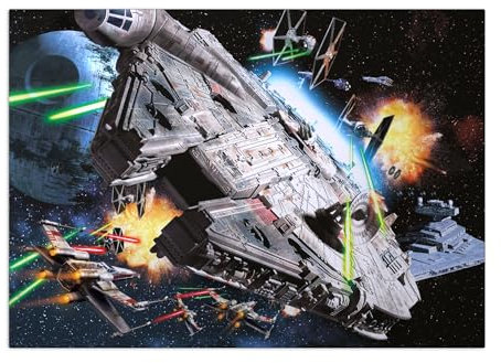 Displate Offiziell Star Wars MetallPoster Magnetische Befestigung Inklusive Lizenziert Bilder Hochwertiges Poster Star Wars - Battle Zone - Millenium Falcon Poster 67.5 cm x 48 cm