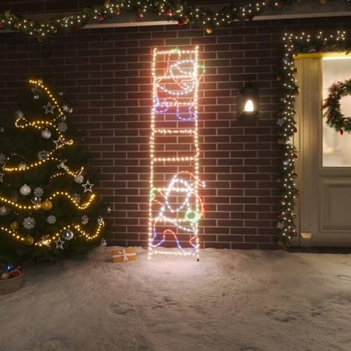 Bussandri Exclusive - LED-Silhouette Weihnachtsmann auf Leiter 552 LEDs 50x200 cm