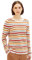 TOM TAILOR Damen Basic Strickpullover aus Bio-Baumwolle, 32441 - Orange Ottoman Stripe, XS