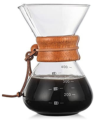 FLBT Caffettiera in Vetro Resistente alle Alte Temperature Caffettiera Macchina per caffè Espresso con Filtro V60 in Acciaio Inossidabile Needed