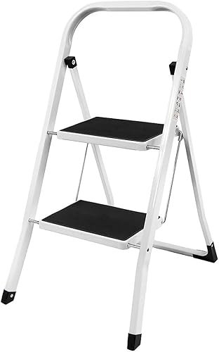 ManMax Escabeau pliable portable à 2 marches en acier antidérapant pour cuisine, maison, bureau, magasin, garage