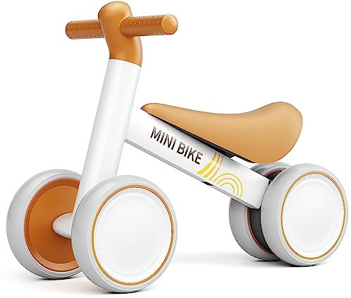 FAYDUDU Balance Bike for 1 Year Old Ride On Toy for 1 2 Years Old First Bike Birthday Toys for Girls Boys Baby Bike Walker No Pedals Toddler Trike for 10-24 Months (Brown)