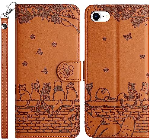 TOUCASA Kompatibel mit iPhone SE 2020 / iPhone 8 / iPhone 7 (4,7 Zoll) Hülle, Klappbare Handyhülle PU Leder mit Standfunktion, Kartenfächer und Magnetverschluss Flip Wallet Schutzhülle (Braun)