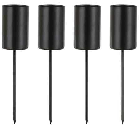 Sziqiqi Stabkerzenhalter Adventskranz 4er Set, Metall Kerzenhalter Kerzenständer für Stabkerzen, Stabkerzenhalter zum Stecken Kerzenleuchter für Advent Weihnachten Dekoration Kreative, Schwarz