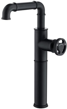 Badezimmer-Wasserhahn Industrie, Messing-Waschtischarmatur mit einem Loch, hoher Badezimmer-Waschtisch-Wasserhahn, Waschtisch-Mischbatterie, Einhand-Badezimmer-Mischbatterie,Matte black