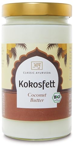Classic Ayurveda - Bio Kokosfett - 700 ml - Hitzebeständig und geschmacksneutral, perfekt für die Küche zum Backen, Braten und Frittieren