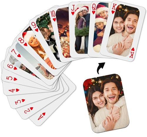 LLLGSH 2 Sets Personalisierte Spielkarten mit Foto - Wasserdicht Spielkarten - mit Erwachsene Familie Freund Kinder Casino Spielkarten mit Stahlbox - 54 Karten
