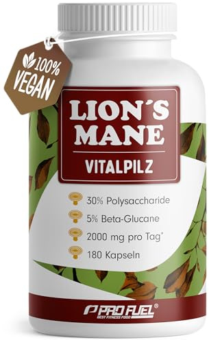 Lions Mane Kapseln 180x - 2000 mg Löwenmähne Pilz-Extrakt aus Hericium erinaceus - hochwertiges Vitalpilz-Extrakt (30:1) mit 30% Polysacchariden und 5% wertvollem Beta-Glucan - Vorrat für 60 Tage