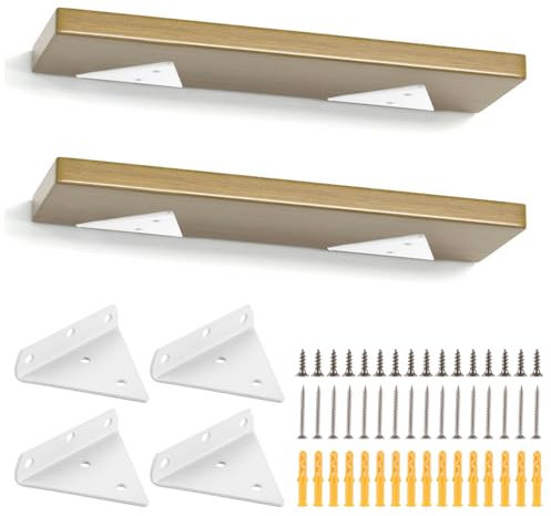 SENENQU Lot de 4 Support Etagere Triangle Blanc, 8CM Supports D'étagère Flottant en Fer, Support Étagère Mural en Métal Pour Étagères Ouvertes de Bricolage