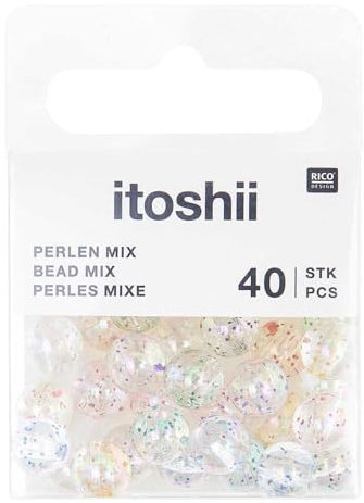 Glitzernde Kunststoffperlen Rund Regenbogen/Holographisch 8mm 40pcs
