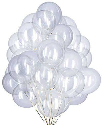 100 Stück 12 Zoll Luftballons Transparente,Durchsichtige Latex Helium Ballons für Geburtstag,Hochzeit Party Dekoration