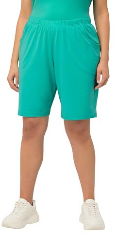 Ulla Popken Damen Jerseyshorts, Taschen, Elastikbund Hose, Türkisgrün, W56 / L32