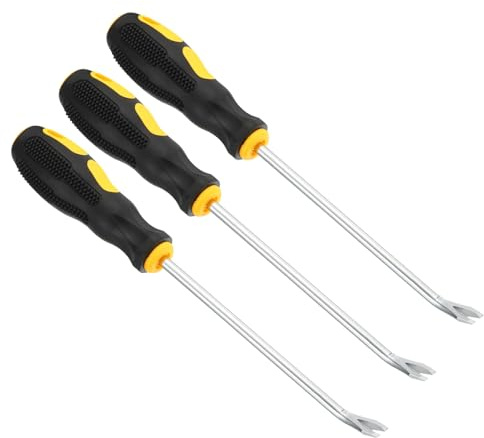 PATIKIL Upholstery Staple Remover, 3Pcs 6 V Curved Construction Staple Puller Staple Nail Tack Tool for Furniture Wooden Floor Photo Frame, Yellow