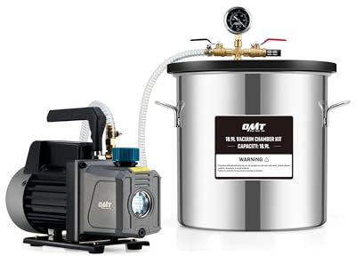 ORION MOTOR TECH 18.9 L Vacuum Chamber with Pump Kit, 3.5 cfm Vacuum Pump and Chamber Kit with Tempered Glass Lid 1.5 m Hose, Vacuum Degassing Chamber Kit for Stabilizing Wood Degassing Silicone Resin
