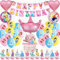 Prinzessin Luftballons Geburtstag Deko Mädchen- Prinzessinnen Geburtstagsdeko Princess Ballons Deko Geburtstag Girlande Folienballon Birthday Banner Cake Topper für Kindergeburtstag Party Ballon Deko