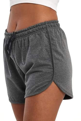 COMEOR Kurze Hose Damen - Shorts Sommer Jogginghose, Sporthose Kurz Baumwolle, Trainingshose Kurz - Laufhose Kurz Sommerhose Kurz Yoga Sport Freizeit (Dunkelgrau 2XL)
