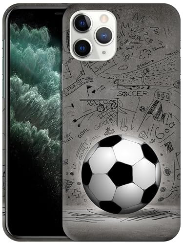 GlamCase for iPhone 11 Pro, iPhone 11 Pro Case - Football Wall art Design Printed Slim & Sleek Cute Plastic Hard Snap on Protective Designer Back Phone Case/Cover for iPhone 11 Pro White