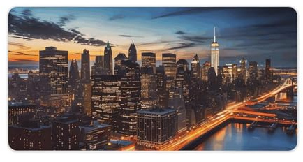 YKUDBN - Sous-main de bureau en caoutchouc, motif paysage de New York, résistant à haute friction, pour clavier et souris, 61 x 30.5 cm, noir