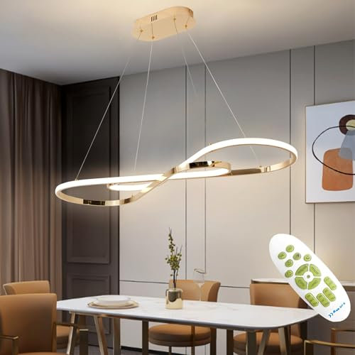 SXQYSM Dimmbare Esstischlampe HäNgend, 57w Esszimmerlampe, Pendelleuchte Esstisch mit Fernbedienung, HäNgelampe Wohnzimmer HöHenverstellbar 200cm, Esszimmerlampe Wohnzimmerlampe