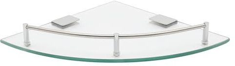 Dokiiovo Dreieckiges Glasregal Badezimmer, Wandmontage Duschablage, 6mm Gehärtetes Glas Eckregal, Moderne Glasablage mit Edelstahlhalterungen, 9.25x9.25 Zoll, Klarglas