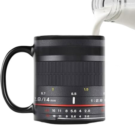 Whrcy Camera Lens Cup | Ceramic Camera Mug for Desk,Funny Coffee Mug for Women and Men Tea Mug Christmas Birthday Cool Photography Mug for Photographers