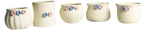 TINEASUR 5 Pièces Grand Pot Beige Décor Céramique Beige Grands Pots De Plantes Pot De Plante en