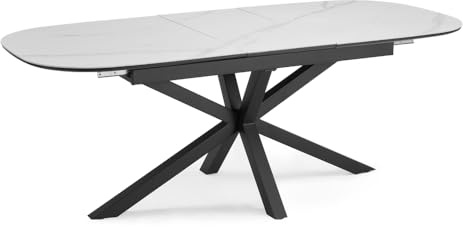 Home Detail Verona Extending Sintered Stone Dining Table, White 160cm - 200cm