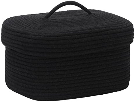 Sea Team Panier de rangement ovale en corde de coton avec couvercle, panier de rangement tissé avec couvercle, panier de rangement pour chambre d'enfant, panier à couches, panier de fête prénatale