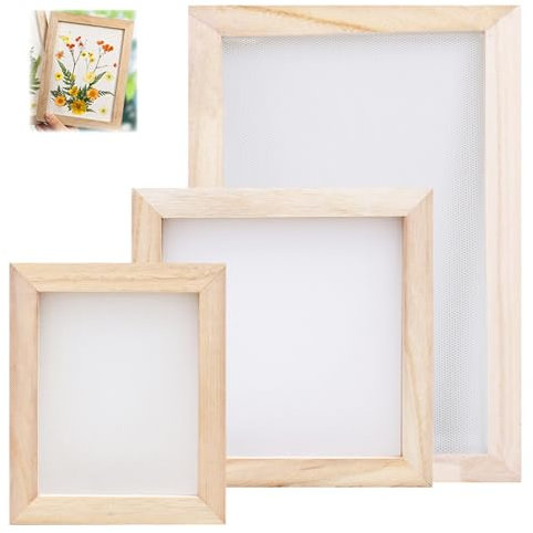 AetherAurora 3 Pezzo Schermo per la Produzione di Carta in Legno di 3 Dimensioni, Cornice per Fabbricazione della Carta, Telaio Carta Riciclata, per la Produzione di Carta Fai-da-Te Pittura a Mano
