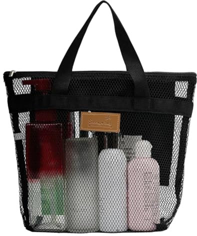 KEMUZ 1 Pcs bolsa ducha portátil bolsa malla playa bolsads transporte para artículos tocador, bolsas de ducha de viaje de gran capacidad para baño viaje camping gimnasio, natación