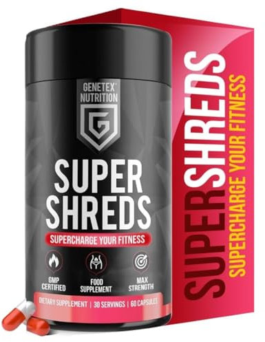 Super Shreds Fat Burner - Natural Weight Balance & Water Support Supplement for Men & Women - Supports Relaxation, Weight Loss, 60 Capsules, Caffeine Powered | Vegan UK Made