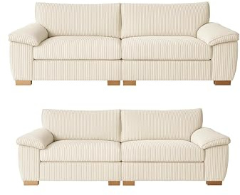 SOFASELECTIONUK LTD Jumbo Cord Sectional 3 and 2 Seater Sofa – Plush Support & Soft Cord Fabric | Space-Saving Split Design, Comfortable Sofa for Modern Living Rooms (Cream, 3+2 Seater)