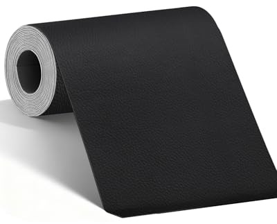 BOUYEER Leder Reparatur Set Schwarz, 60x180 cm Kunstleder Selbstklebend, Umweltfreundliche & Geruchsfrei Kunstleder Reparaturset, Möbel/Sofa/Autositze/Taschen/Renovierung, Schwarz