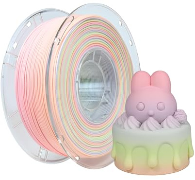 iBOSS mattes PLA-Filament 1,75 mm, Regenbogen-Mehrfarben-Filament, matte PLA-Rolle, 1 kg-Spule (2,2 Pfund), Maßgenauigkeit +/-0,02 mm, für 3D-Drucker