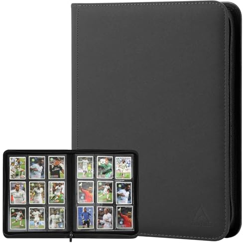 Arkeiliy Card Binder 9 Pocket, Double Sided Pockets Trading Card Binder with 30 Sleeves, Premium Zip Trading Card Holder Collector Album Holds 540 MTG (Black)