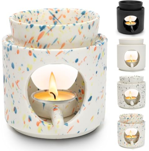 Umllpet Duftlampe Ambiente aus Keramik mit Teelichthalter, Stövchen für ätherische Öle, Duftöl und Duftwachs, Duftöl und Duftwachs Diffusor für Aromatherapie und Dekoration (Bunt)