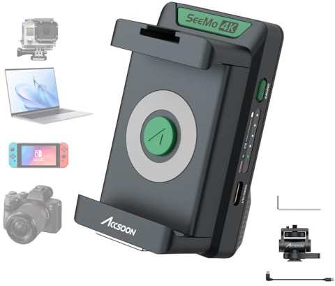 Accsoon SeeMo 4K für Android, tragbares 4K-HDMI-Videoaufnahme- und Streaming-Gerät, H.264-Encoder, USB-C-Ausgang, Live-Überwachung, LUT-Unterstützung, Stromversorgung über NP-F-Akku