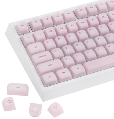 EPOMAKER AegisSil Keycap Set, Silicone Material, Cherry Profile, 113 Keys, 65%/75%/96%/Full Size, Custom Keyboard Keycaps Set for Cherry MX, Kailh, Outemu, Gateron Mechanical Gaming Keyboard (Pink)