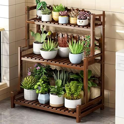 Mehrschichtiger Metall-Blumenständer mit großem Bambus-Pflanzgefäß, dekorativer Pflanzenhalter für Wohnzimmer, Terrasse, Balkon und Treppe, moderne Wohnkultur, Akzent