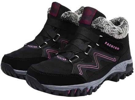 Orthopedic Boots for Women Ladies Wide Fit Hiking Walking Climbing Camping Waterproof Ankle Boots Sport Sneakers Running Shoes Fall Winter Thermal Casual Sherpa Lined Fleece Snow Boots Hot Pink