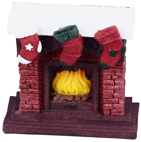 CCYLEZ Weihnachts-Aquarium-Ornament, Harz-Dekoration mit Festlichem Kamin-Design für Betta-Fisch-Aquarium, Home Office