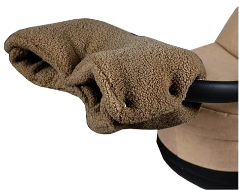 BabyLux Bouclé Handwärmer – Warmer Kinderwagen/Buggy Handmuff für Winterspaziergänge – Weich, Winddicht, Waschbar, Universalgröße - Eltern lieben ihn (Bouclé - Braun)